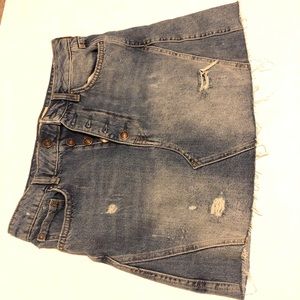 Free People Distressed Denim Skirt